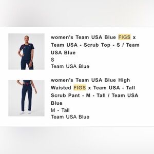 Figs Women's Team USA Olympics Navy Blue Short Sleeve Top